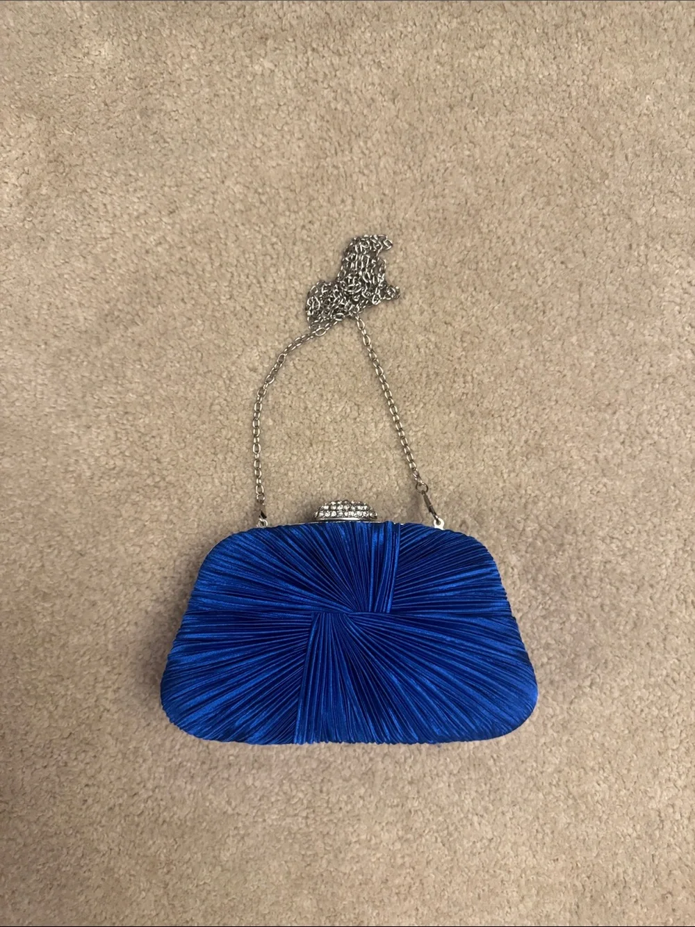 Royal Blue Evening Clutch with Chain Strap